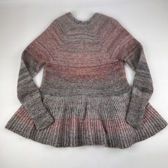 KNITTED & KNOTTED Anthropologie Cardigan Open Waterfall Mohair Wool Ombre Gray S - Picture 8 of 11